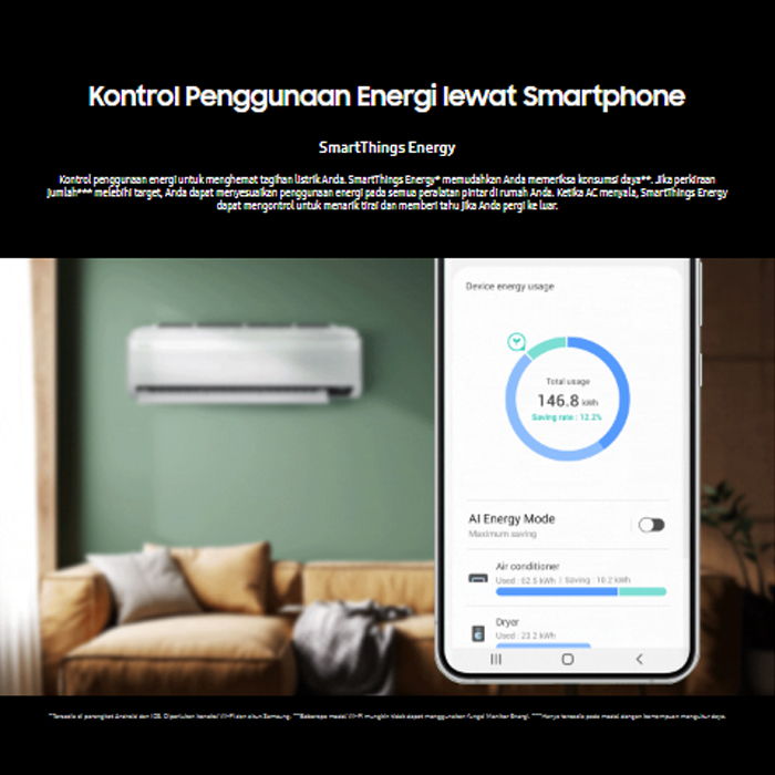 Samsung AC Inverter WindFree Ultra with Air Purification PM1.0 Filter 1 1/2 PK - AR12CYKAAWKNSE